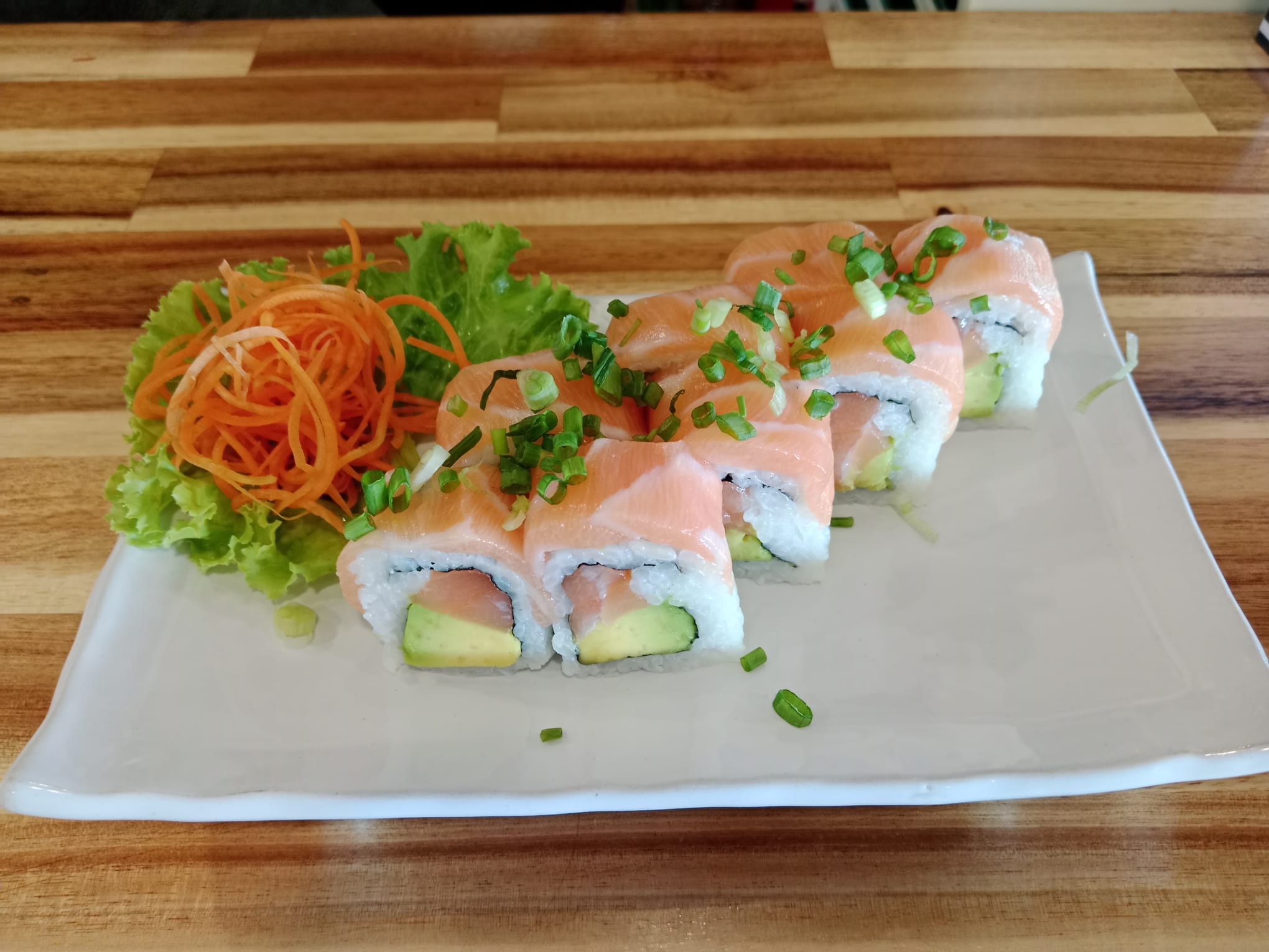 Salmon and avocado sushi roll at Sababa
